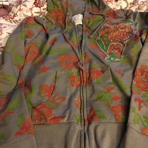Mystery floral zip up hoodie